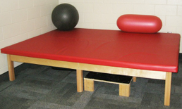 Student therapy bench in private area for special education student