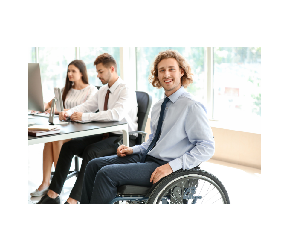 Young employee in wheelchair