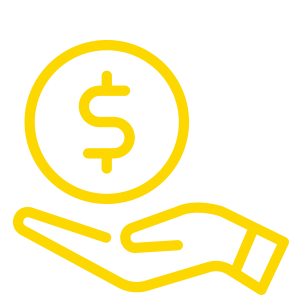 yellow hand and dollar sign icon