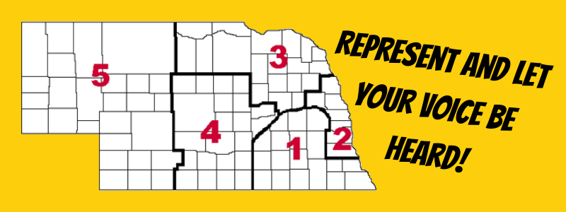 Map of Nebraska with Regions - Represent and Let your voice be heard!